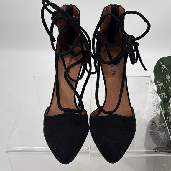 Jeffrey Campbell Ouvert Ballerina Ankle Wrap Wedge‎ Sandal Pointed Toe Black 7.5 - Picture 3 of 10